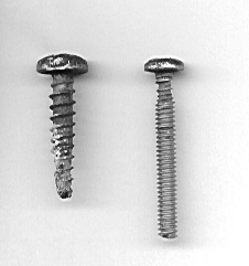 Crevice corrosion on screws