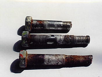 Crevice corrosion of through hull bolts