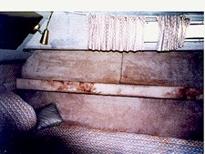 ruined boat interior due to leak